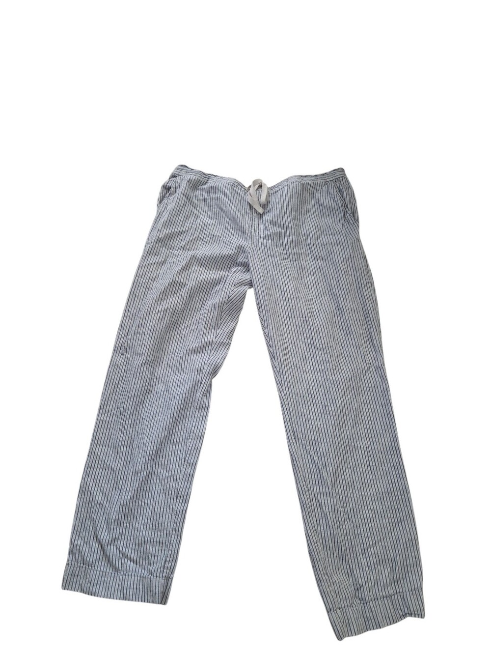 Daisy Fuentes navy/white striped wide leg high waist pants, L. EUC.